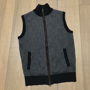 Cremieux Sweater Vest Mens Size S Pima Cotton Cashmere Preppy Knit Zip Academia